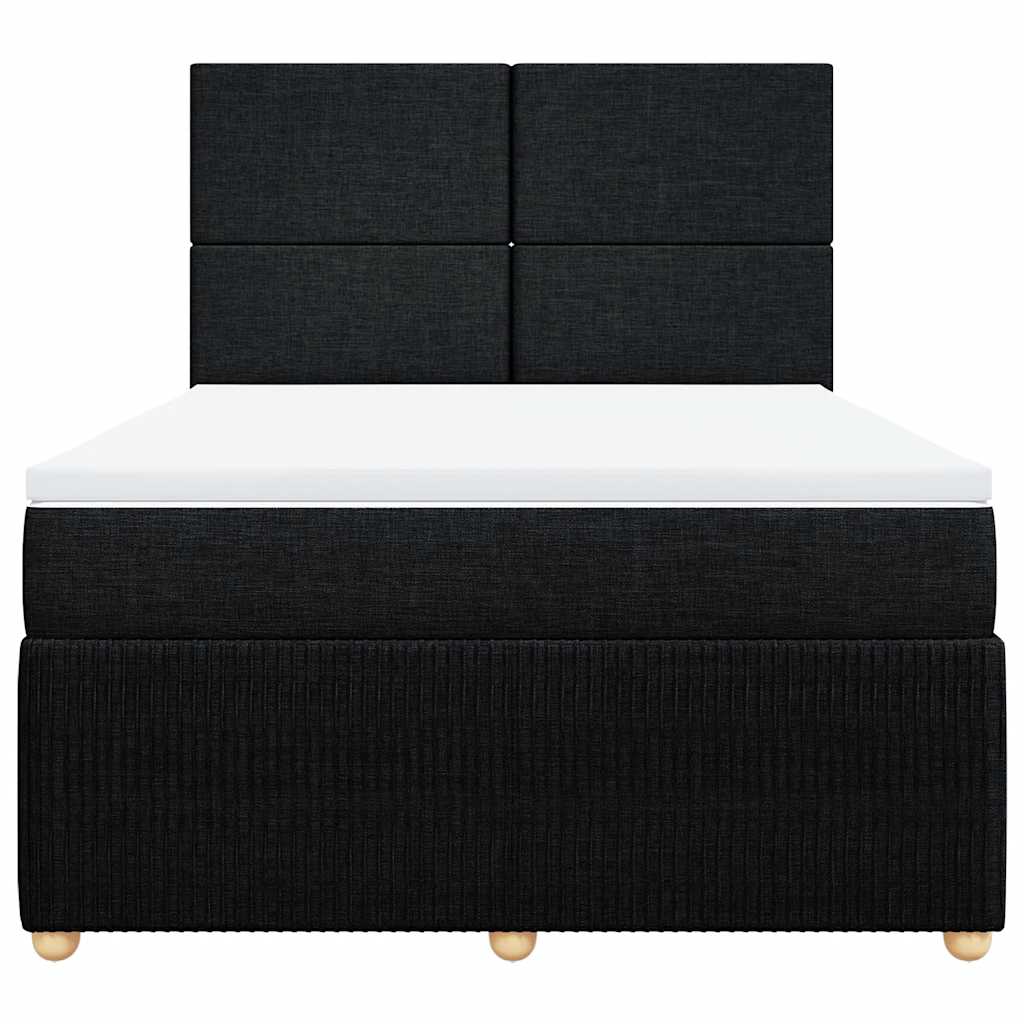 vidaXL Boxspring met matras stof zwart 160x200 cm, foto 4