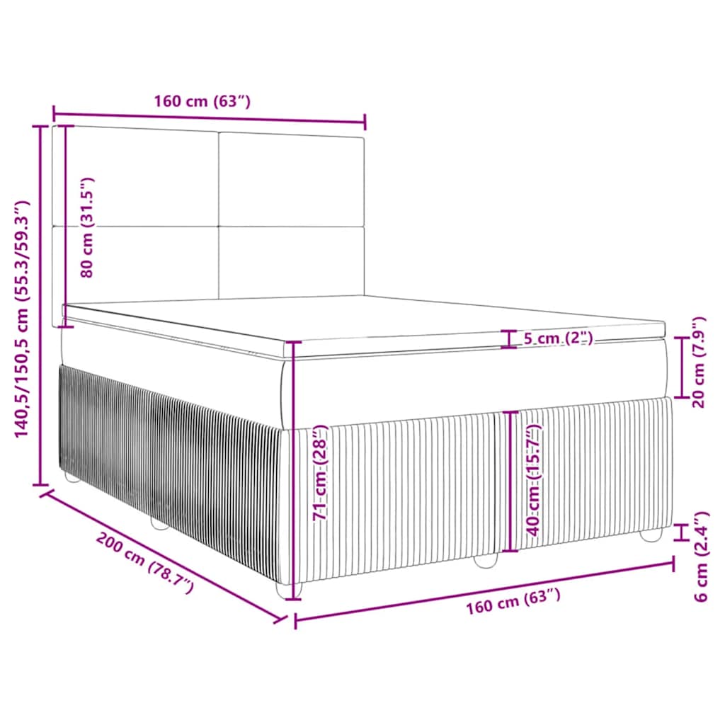 Box spring postel s matrací tmavě hnědá 160x200 cm textil - obrázek 13