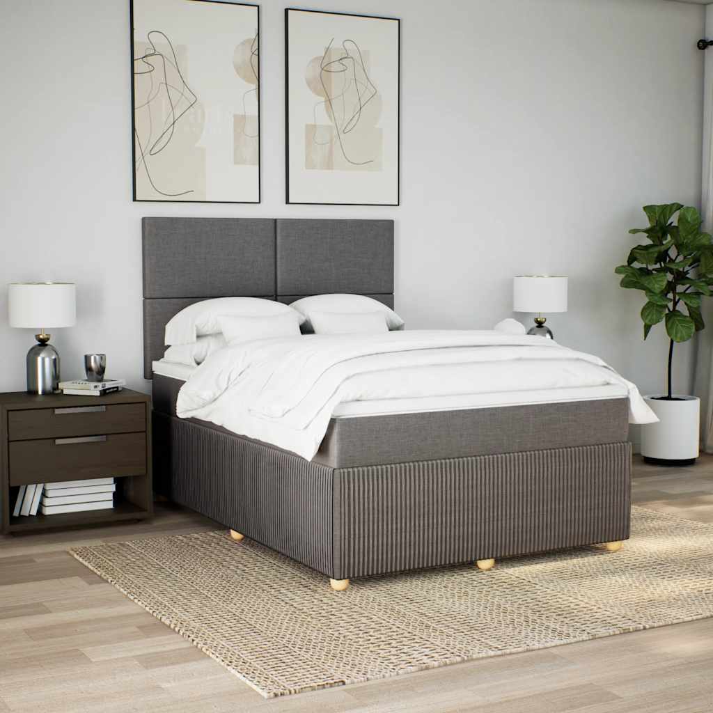 vidaXL Boxspring met matras stof taupe 160x200 cm afbeelding