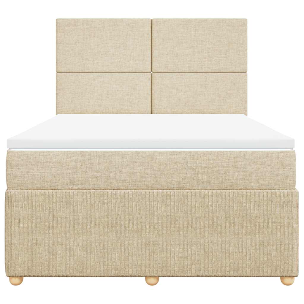 vidaXL Boxspring met matras stof crèmekleurig 160x200 cm, foto 4