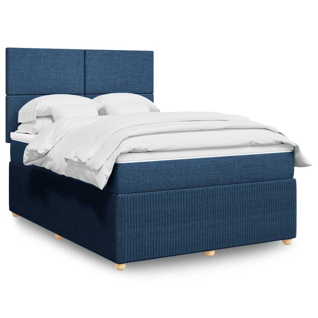 Boxspringbett mit Matratze Blau 160×200 cm Stoff