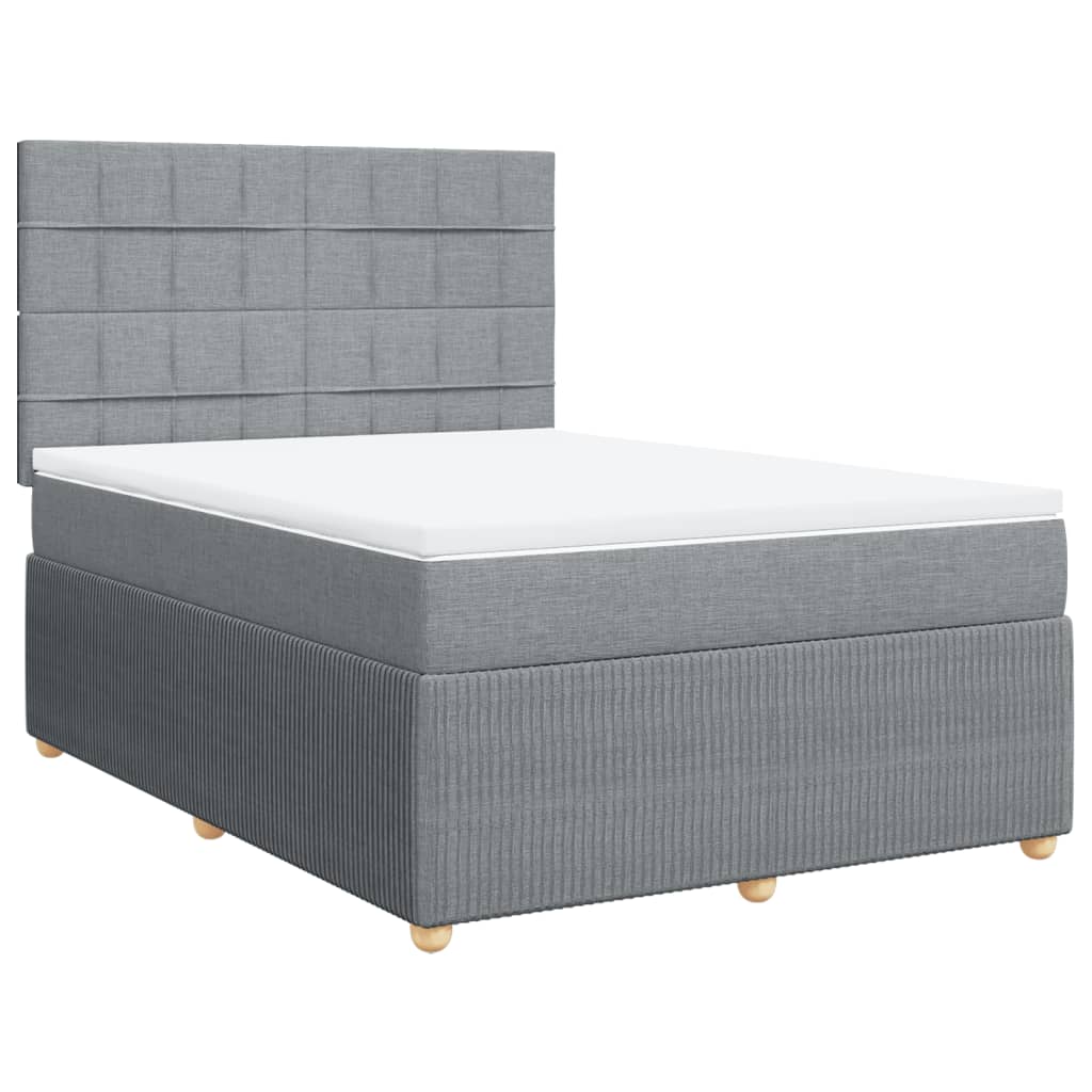 vidaXL Box spring postelja z vzmetnico svetlo siva 160x200 cm žamet