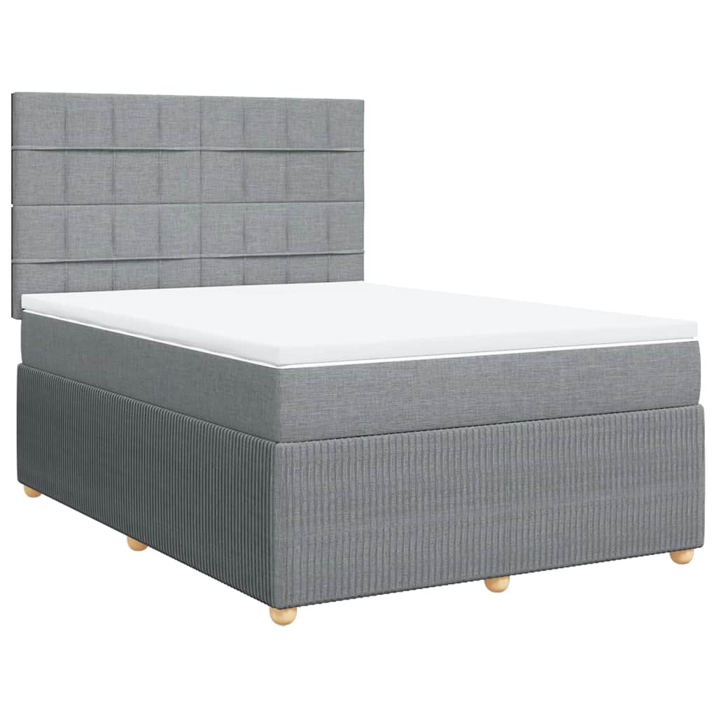 vidaXL Boxspring met matras stof lichtgrijs 160x200 cm grijs, foto 3