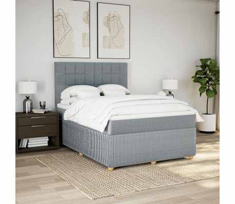 vidaXL kontinentalseng 160x200 cm stof lysegrå