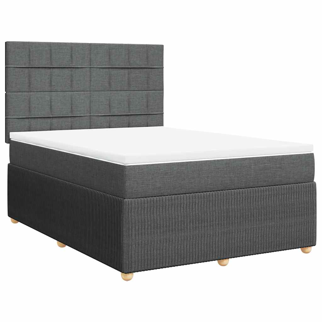 vidaXL Boxspring met matras stof donkergrijs 160x200 cm grijs, foto 3