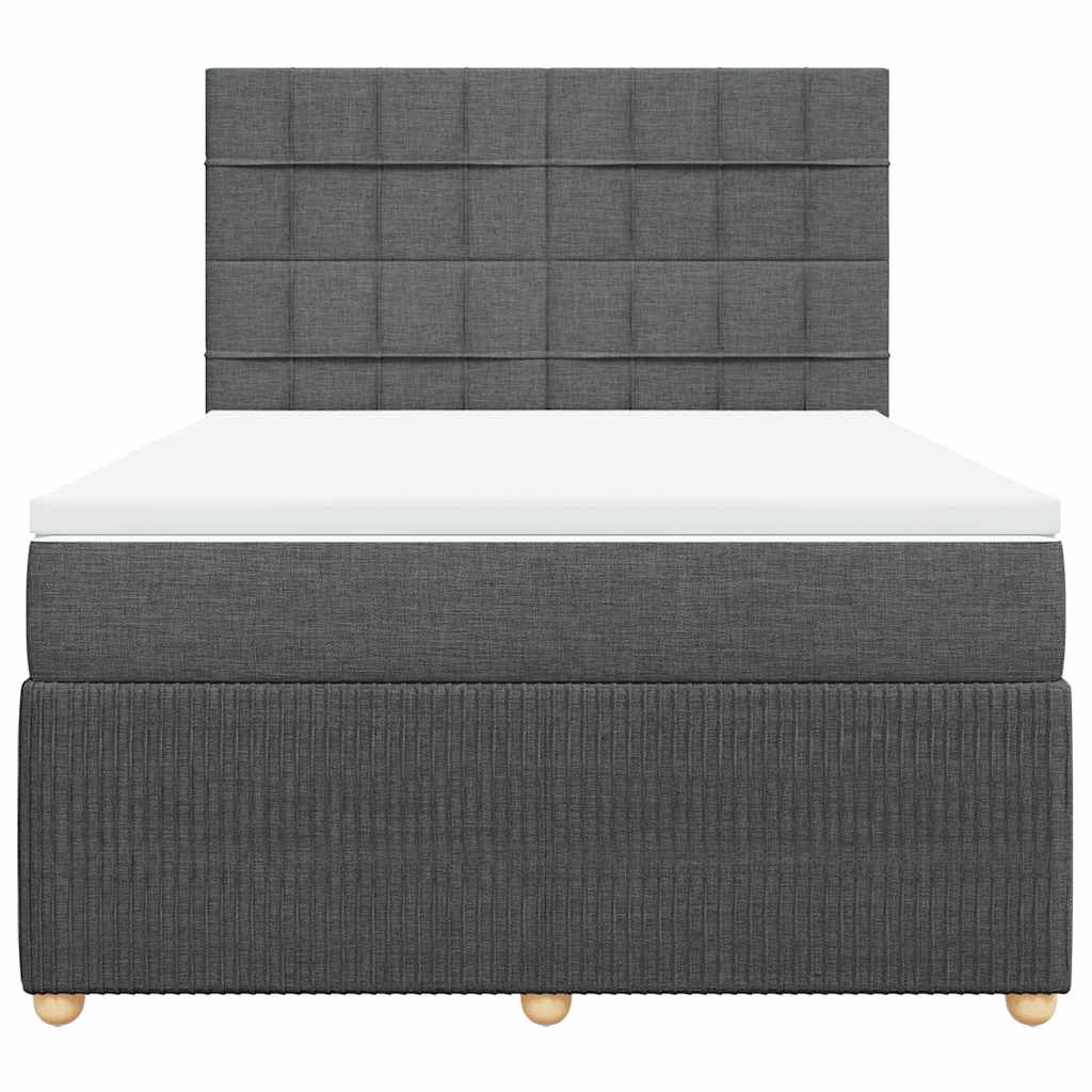 vidaXL Boxspring met matras stof donkergrijs 160x200 cm grijs, foto 4