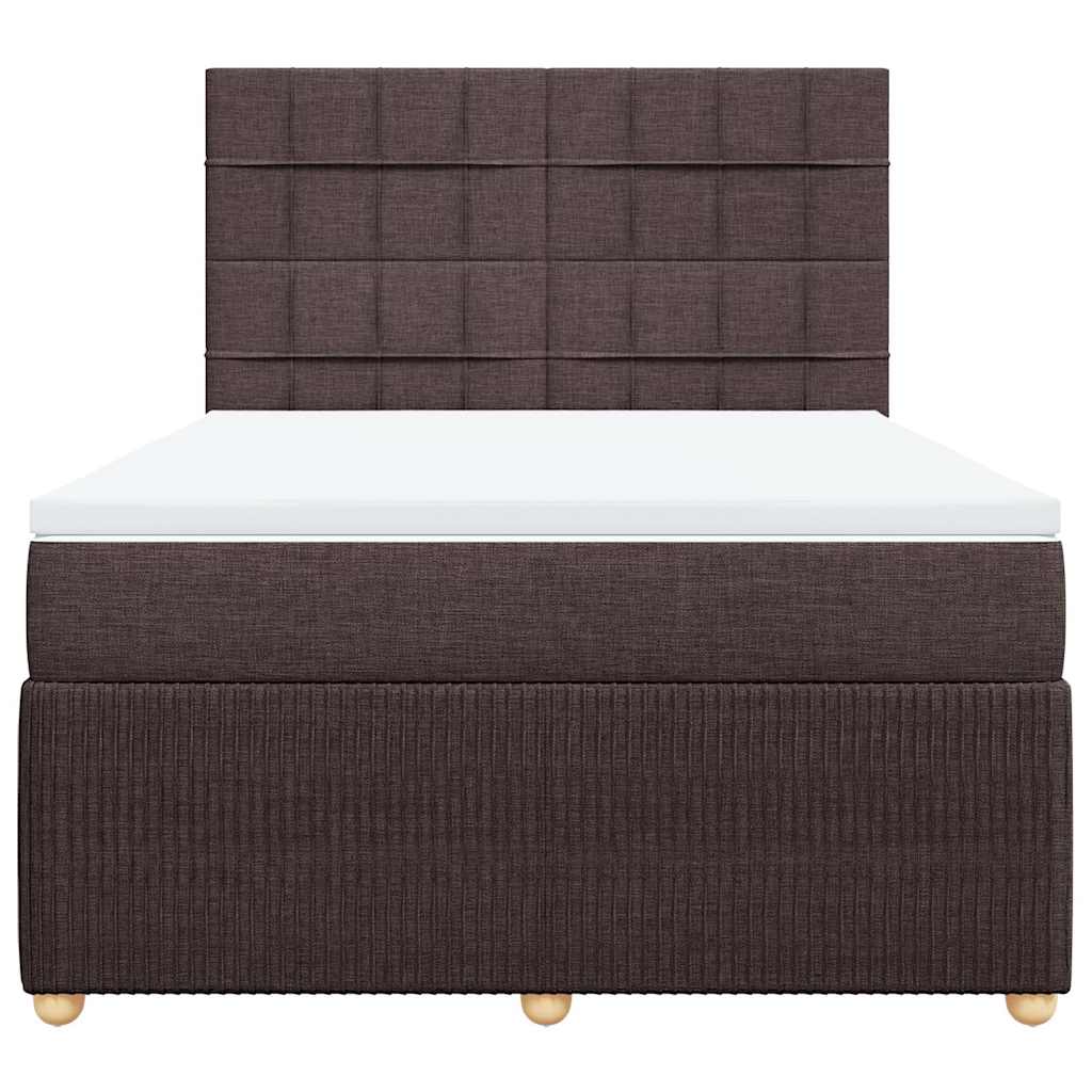 vidaXL Boxspring met matras stof donkerbruin 160x200 cm bruin, foto 4