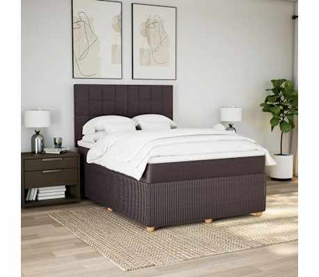 vidaXL Cama com molas/colch&atilde;o 160x200 cm tecido castanho-escuro