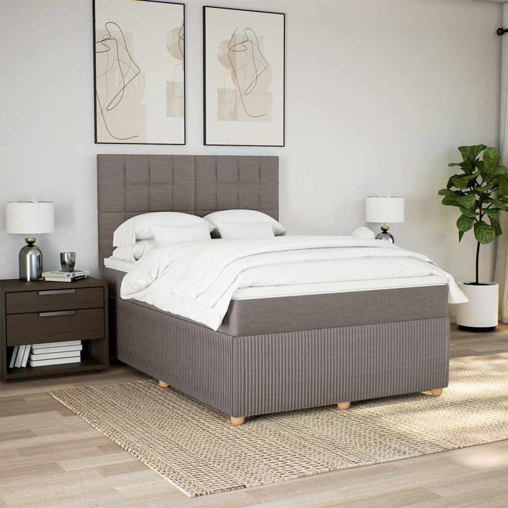 vidaXL Boxspring met matras stof taupe 160x200 cm, foto 2