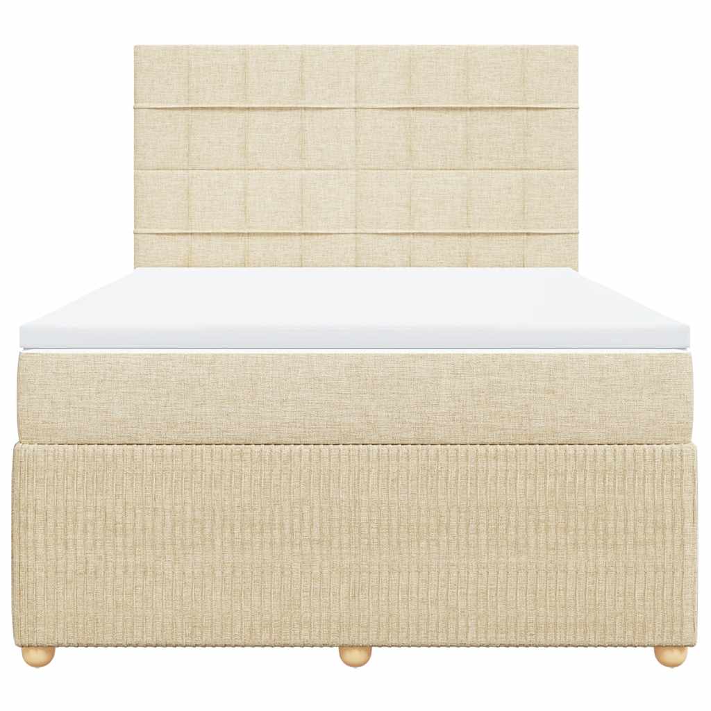 vidaXL Boxspring met matras stof crèmekleurig 160x200 cm, foto 4