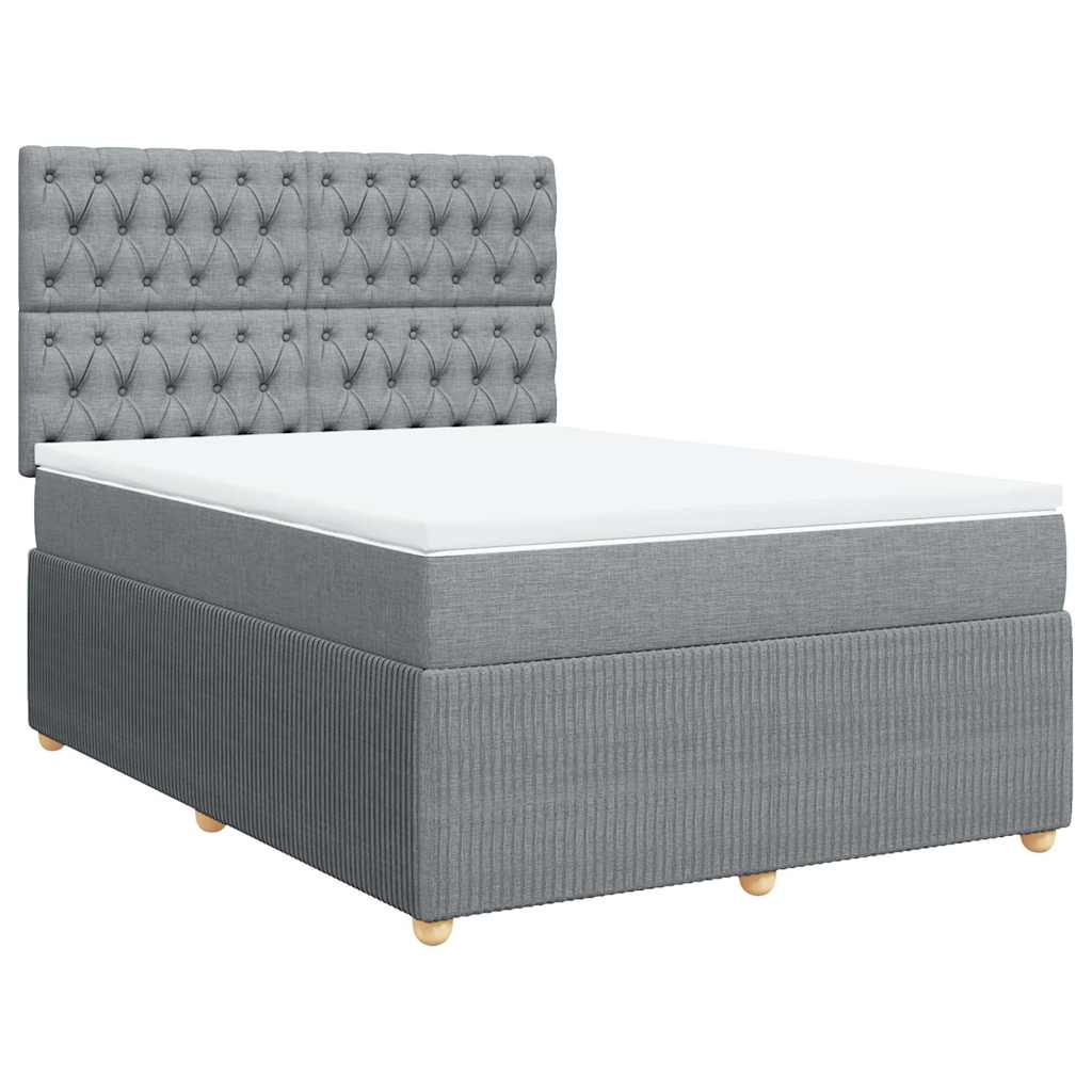 vidaXL Boxspring met matras stof lichtgrijs 160x200 cm grijs, foto 3