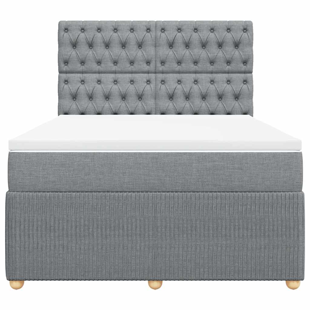 vidaXL Boxspring met matras stof lichtgrijs 160x200 cm grijs, foto 4