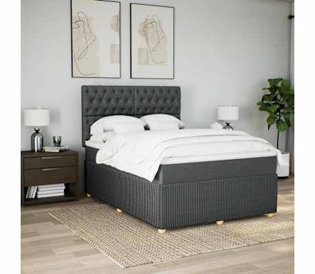 vidaXL H&oacute;lfa&eth; Springr&uacute;m me&eth; D&yacute;nu D&ouml;kkgr&aacute;tt 160x200 cm Tauefni