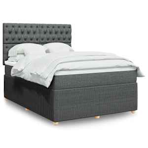 Box spring postelja z vzmetnico temno siva 160x200 cm blago