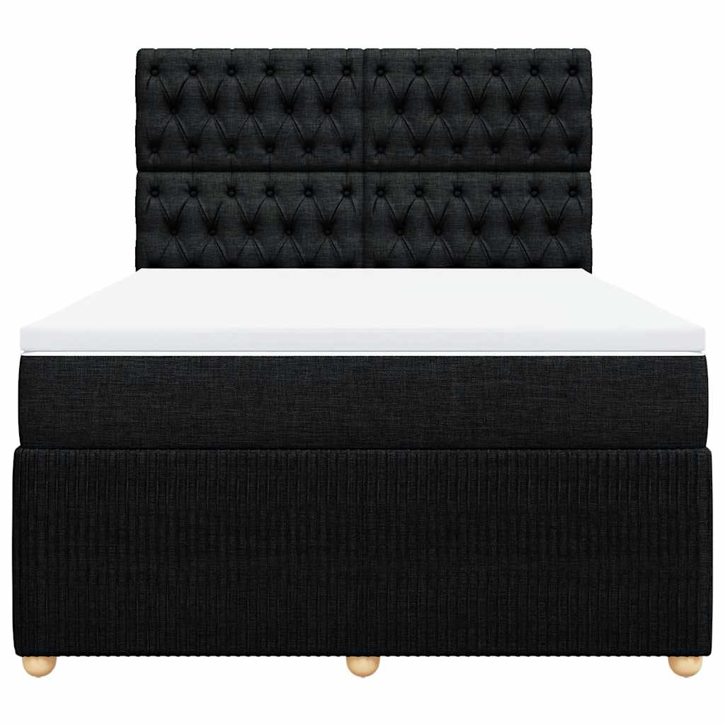 vidaXL Boxspring met matras stof zwart 160x200 cm, foto 4