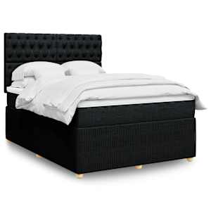 Box spring postelja z vzmetnico črna 160x200 cm blago