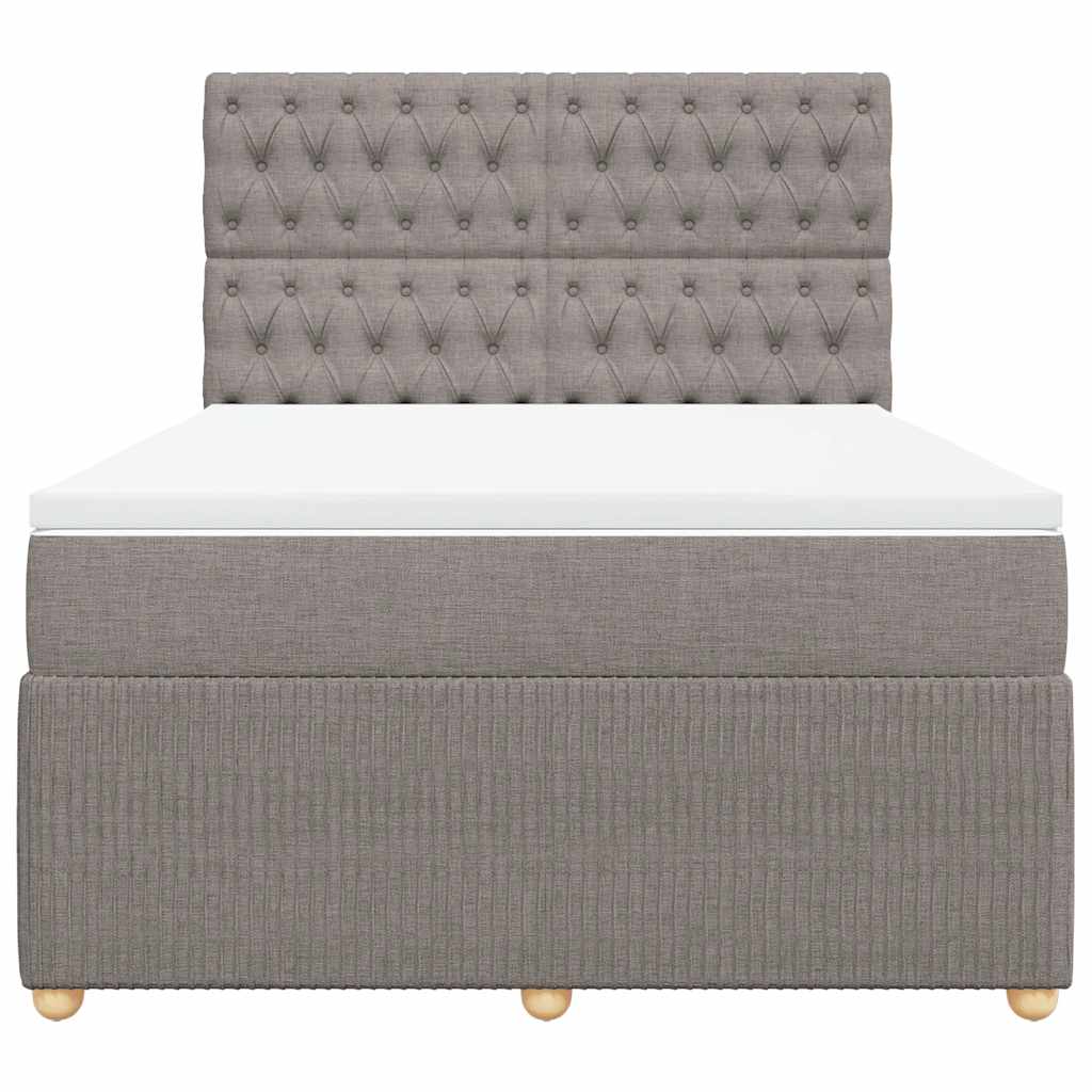 vidaXL Boxspring met matras stof taupe 160x200 cm, foto 4