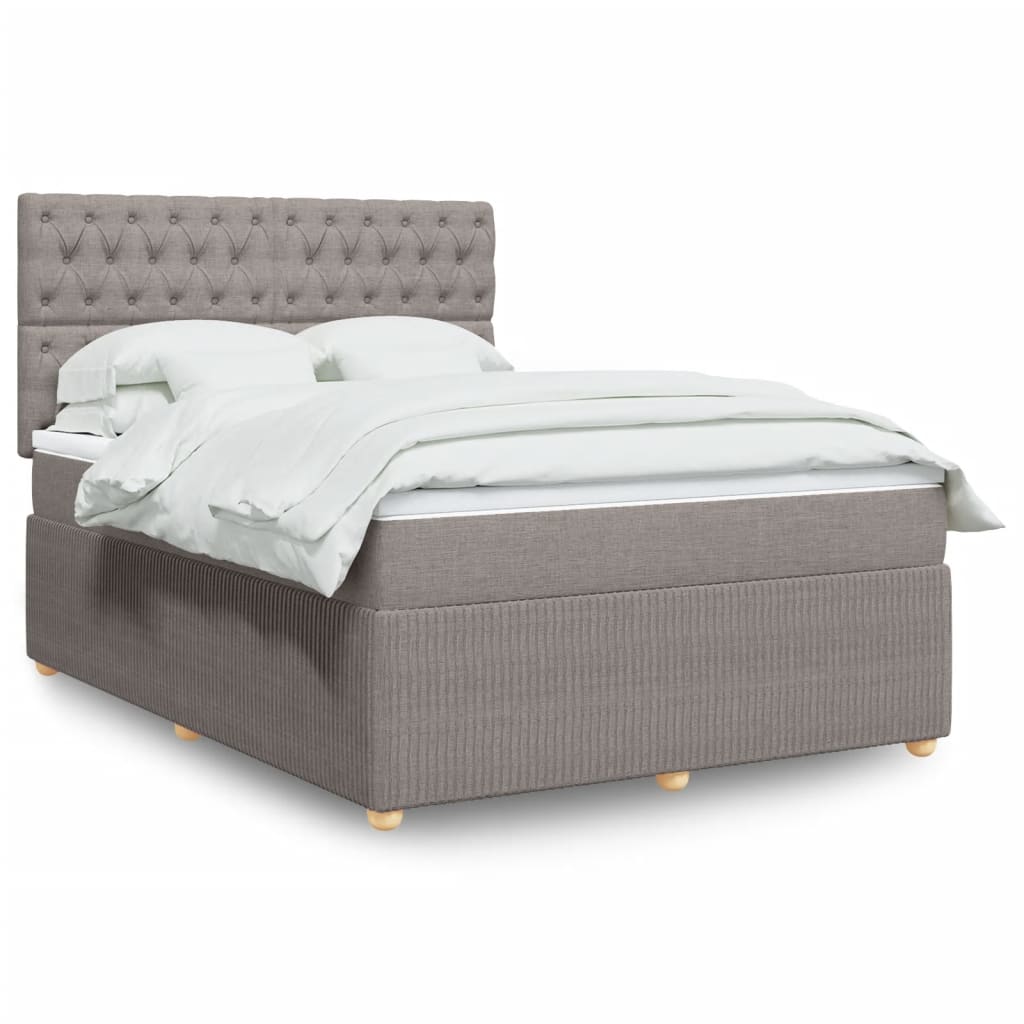 vidaXL Boxspringbett mit Matratze Taupe 160x200 cm Stoff