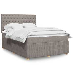 Box spring postelja z vzmetnico taupe 160x200 cm blago