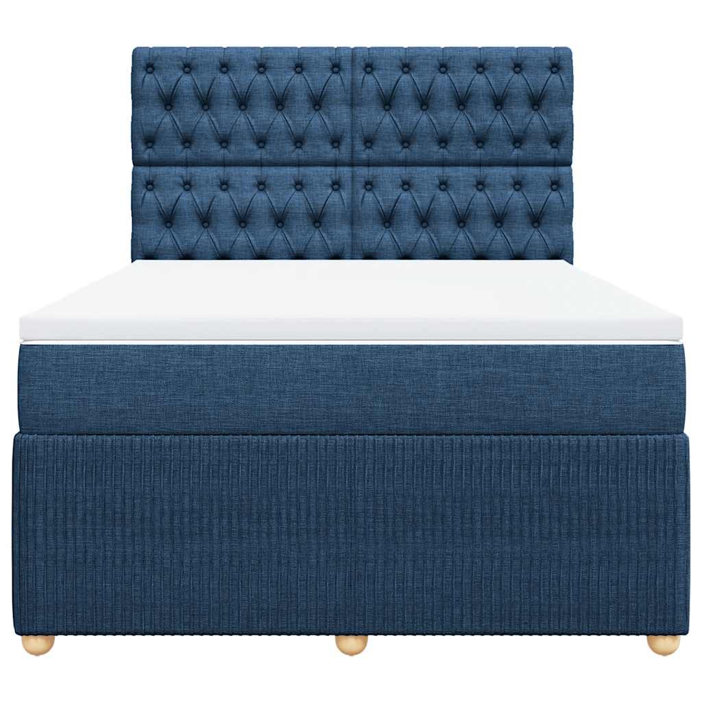 vidaXL Boxspring met matras stof blauw 160x200 cm, foto 4