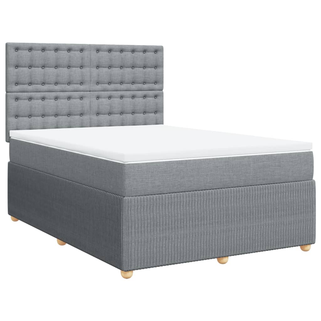 vidaXL Box spring postelja z vzmetnico svetlo siva 160x200 cm žamet