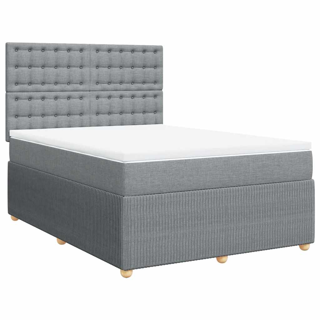 vidaXL Boxspring met matras stof lichtgrijs 160x200 cm grijs, foto 3