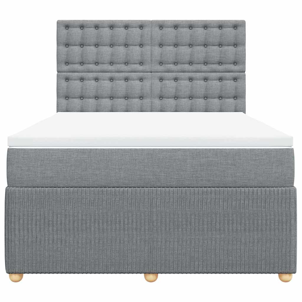 vidaXL Boxspring met matras stof lichtgrijs 160x200 cm grijs, foto 4
