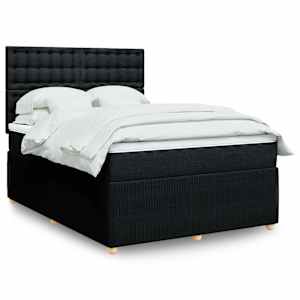 Box spring postelja z vzmetnico črna 160x200 cm blago