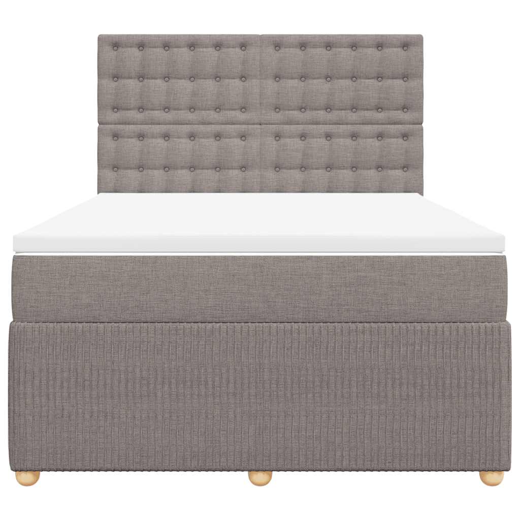 vidaXL Boxspring met matras stof taupe 160x200 cm, foto 4