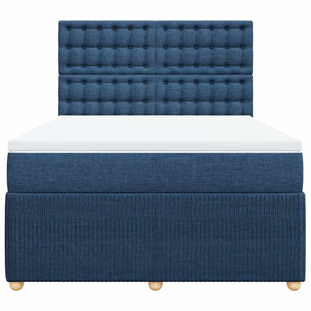 vidaXL Boxspring met matras stof blauw 160x200 cm, foto 4