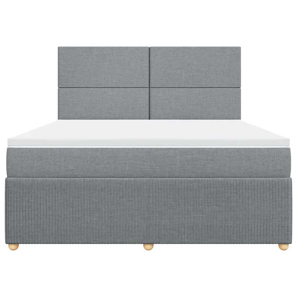 vidaXL Boxspring met matras stof lichtgrijs 180x200 cm grijs, foto 4