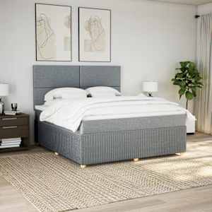 Box spring postel s matrací světle šedá 180 x 200 cm textil - obrázek 3