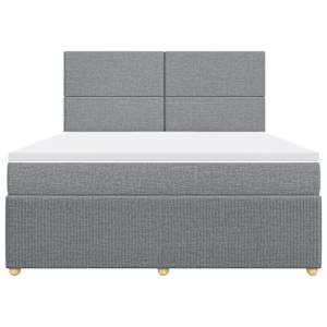 Box spring postel s matrací světle šedá 180 x 200 cm textil - obrázek 4