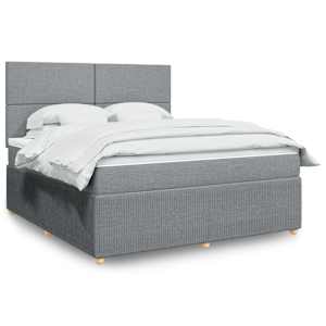 Box spring postel s matrací světle šedá 180 x 200 cm textil - obrázek 1