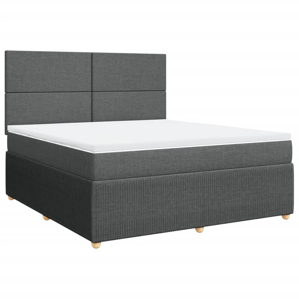 vidaXL Box spring postelja z vzmetnico temno siva 180x200 cm blago