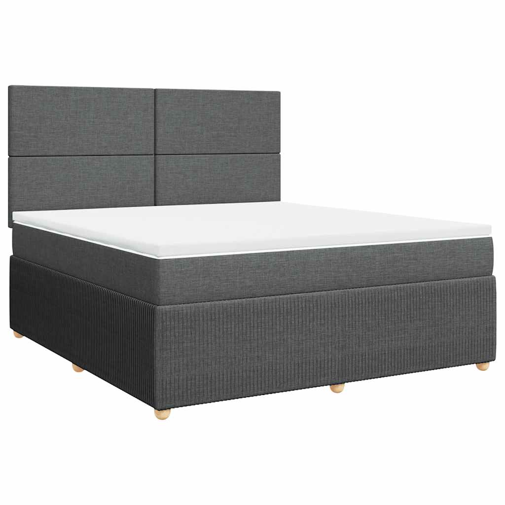 vidaXL Pat box spring cu saltea, gri închis, 180x200 cm, textil