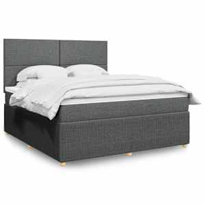 Box spring postel s matrací tmavě šedá 180x200 cm textil - obrázek 1