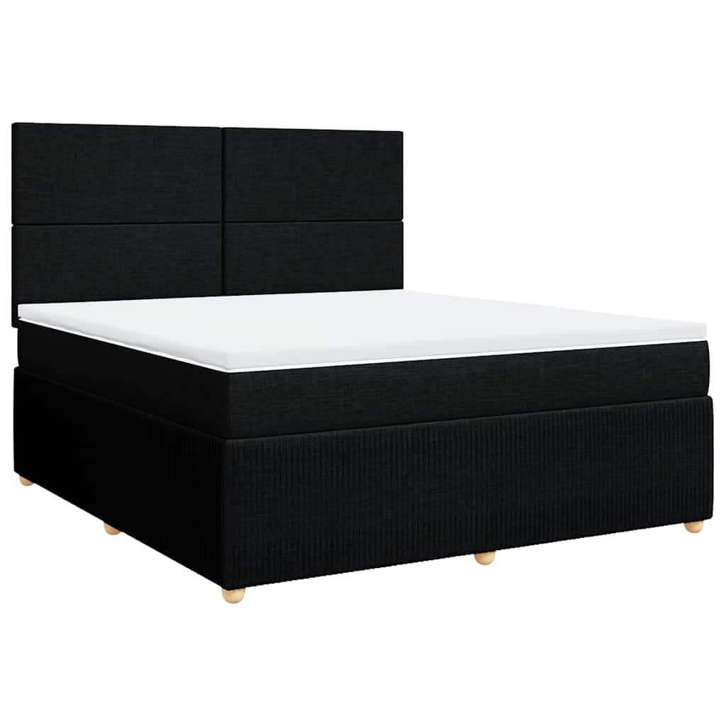 vidaXL Pat box spring cu saltea, negru, 180x200 cm, catifea