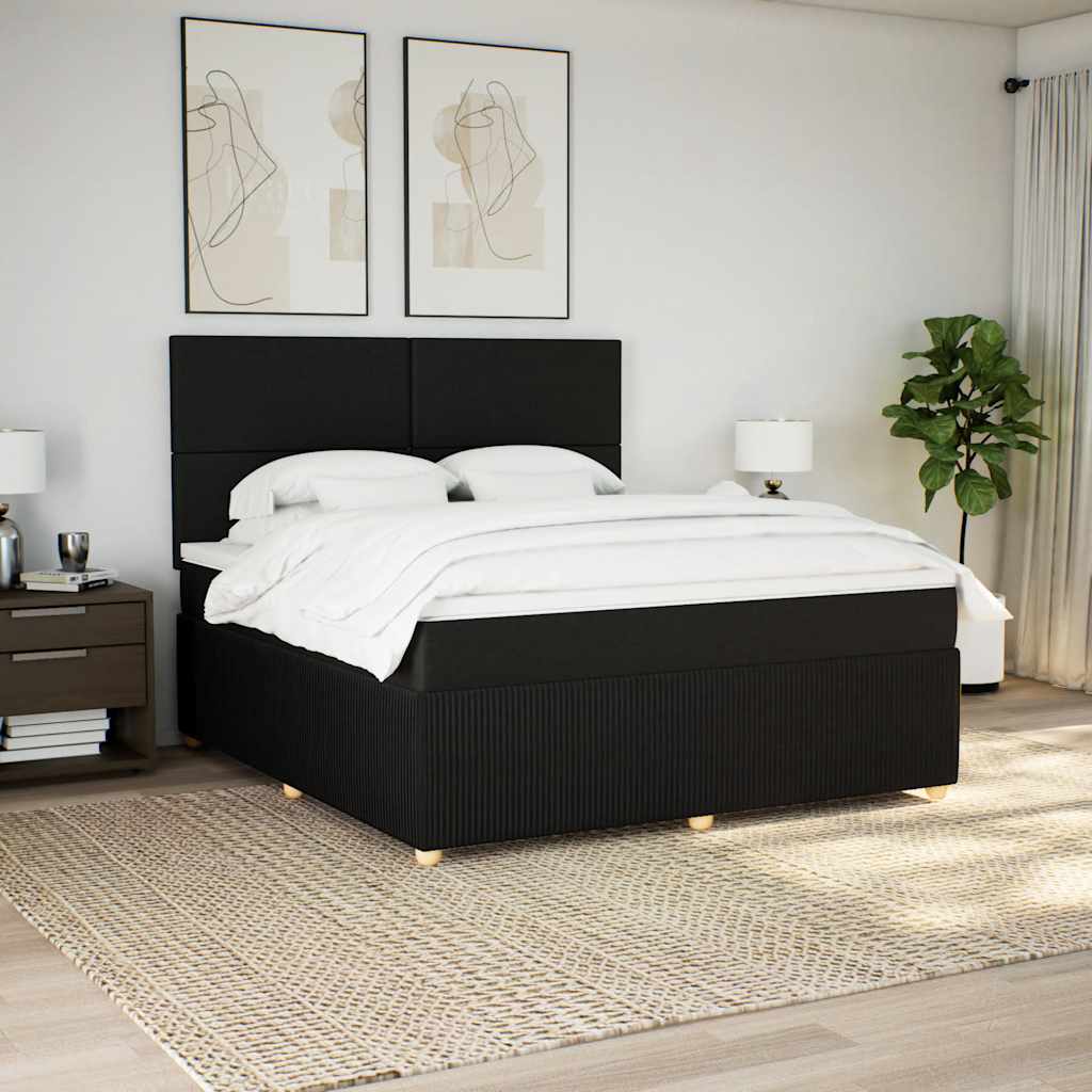 vidaXL Boxspring met matras stof zwart 180x200 cm afbeelding