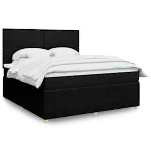 Box spring postel s matrací černá 180x200 cm textil - obrázek 1