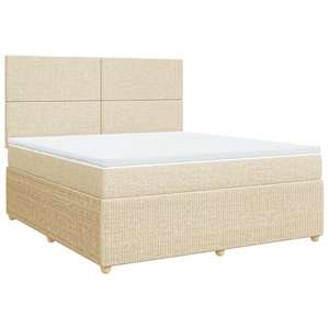 Box spring postel s matrací krémová 180x200 cm textil - obrázek 2