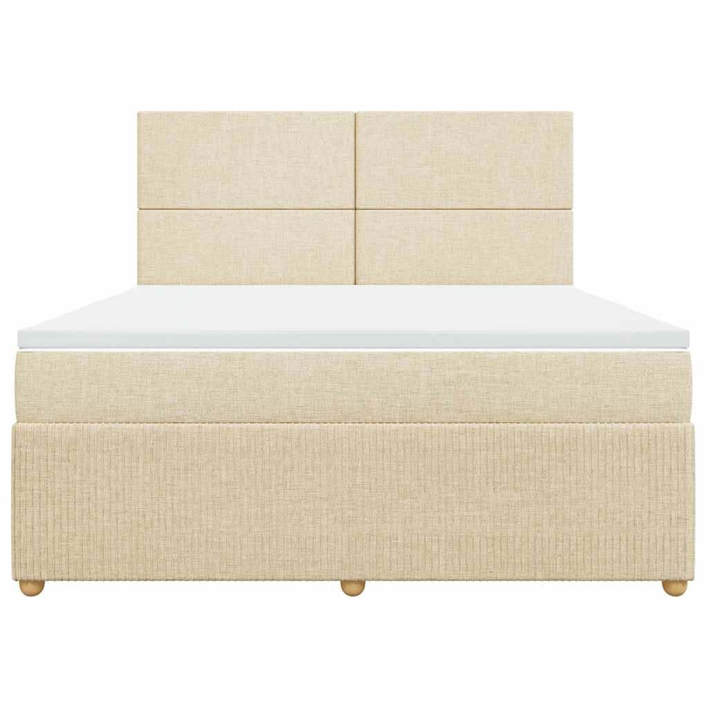 vidaXL Boxspring met matras stof crèmekleurig 180x200 cm, foto 4