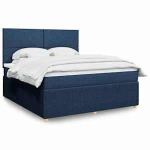 Box spring postel s matrací modrá 180x200 cm textil - obrázek 1