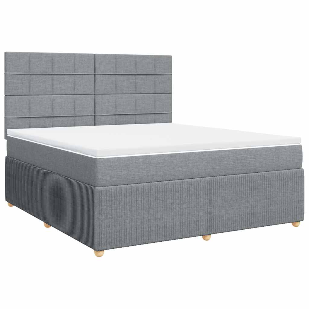 vidaXL Box spring postel s matrací světle šedá 180 x 200 cm textil