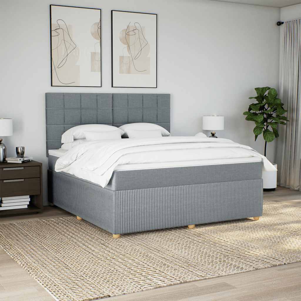 vidaXL Boxspring met matras stof lichtgrijs 180x200 cm afbeelding