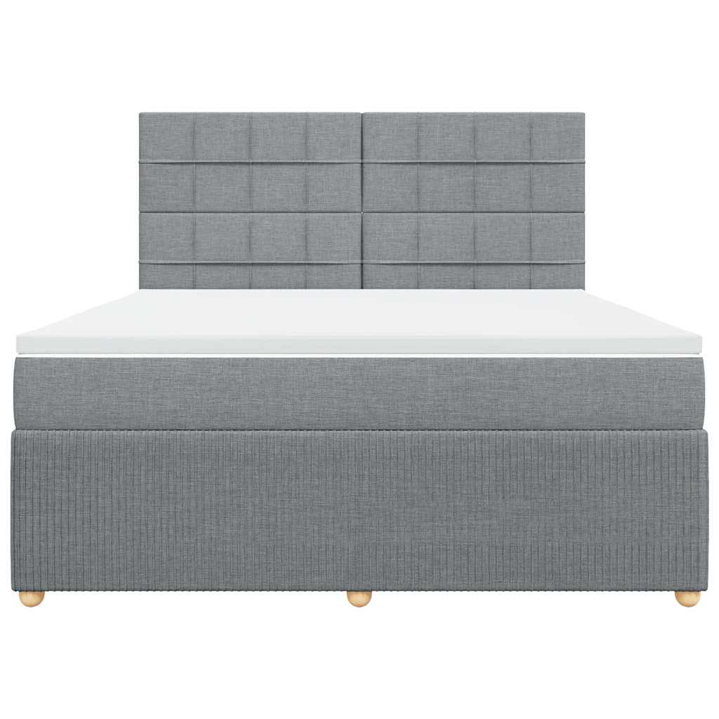 vidaXL Boxspring met matras stof lichtgrijs 180x200 cm grijs, foto 4