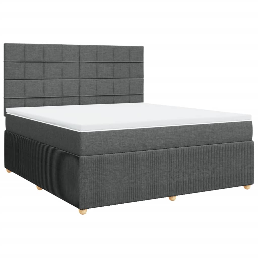 vidaXL Box spring postelja z vzmetnico temno siva 180x200 cm blago