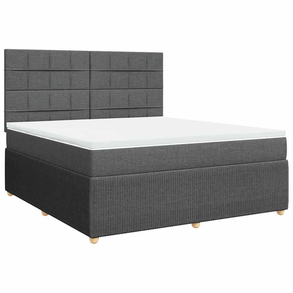vidaXL Boxspring met matras stof donkergrijs 180x200 cm grijs, foto 3