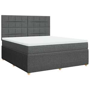 Box spring postel s matrací tmavě šedá 180x200 cm textil - obrázek 2