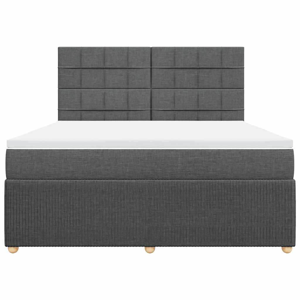 vidaXL Boxspring met matras stof donkergrijs 180x200 cm grijs, foto 4